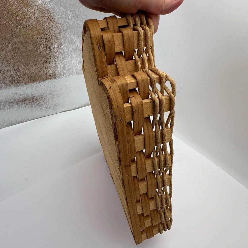 Vintage Woven and Wood Arkansas-Shaped Basket